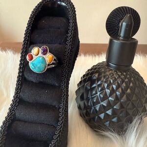 C13 Multicolor Gemstone Paw Ring set in 92.5% Silver Setting